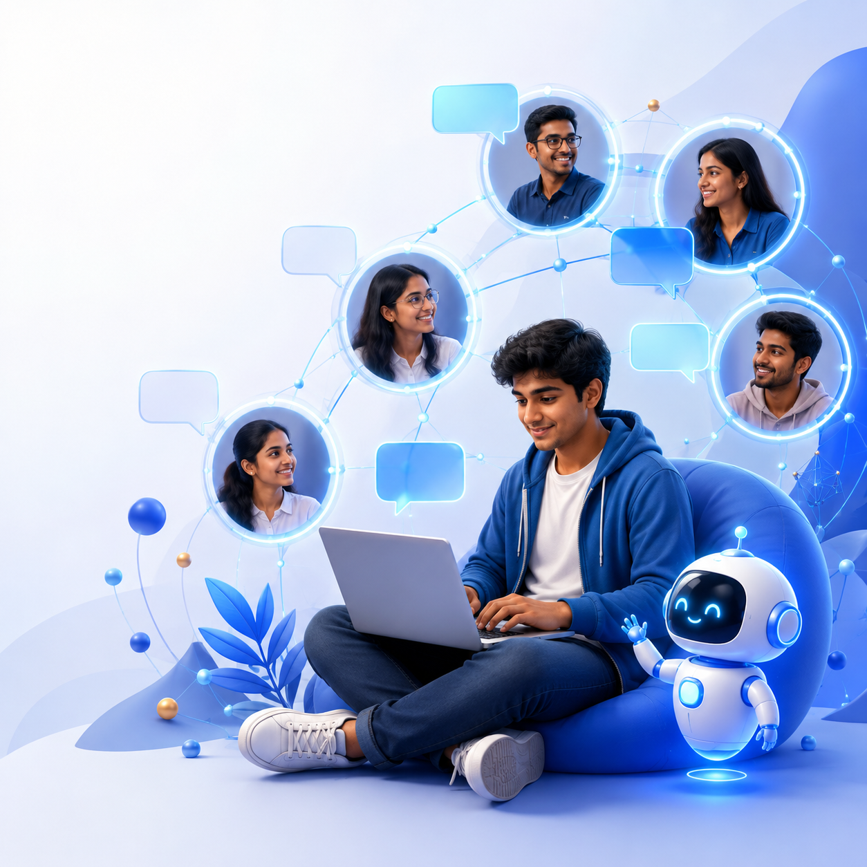 AI Sankalp Student: college student connecting with an AI learning community