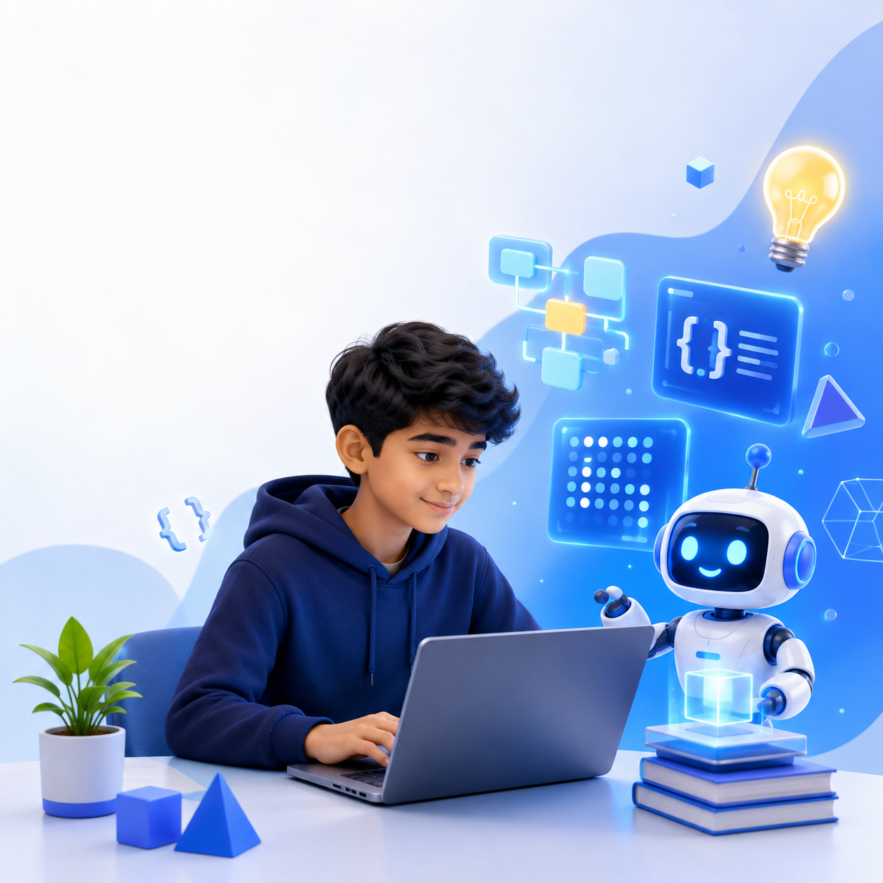 AI Sankalp High School: high-school student learning AI and programming